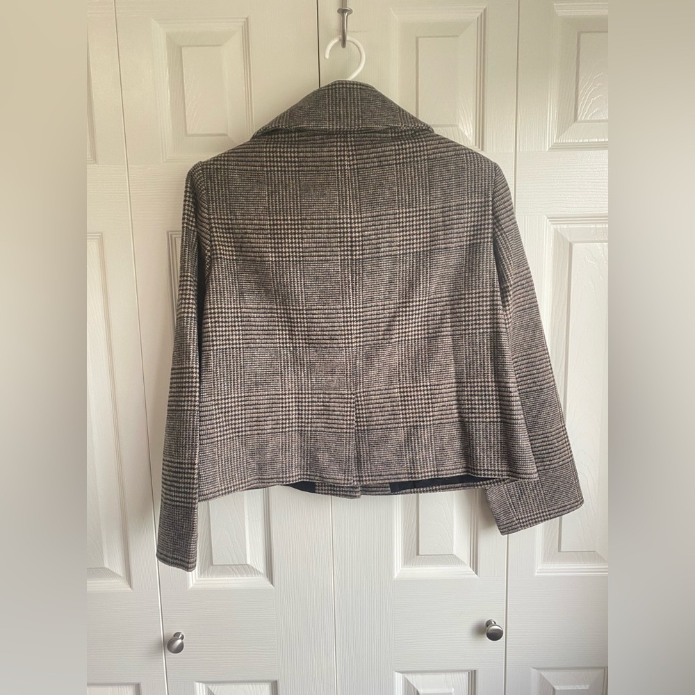 New Reformation Dillon Wool Jacket in Brown Plaid - Picture 7 of 11